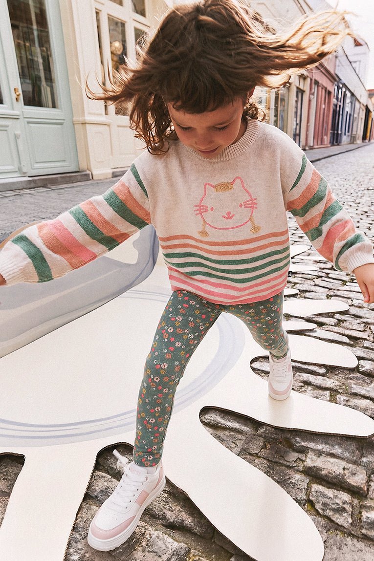 Organic Cotton Leggings Green Floral Print - Baby Organic