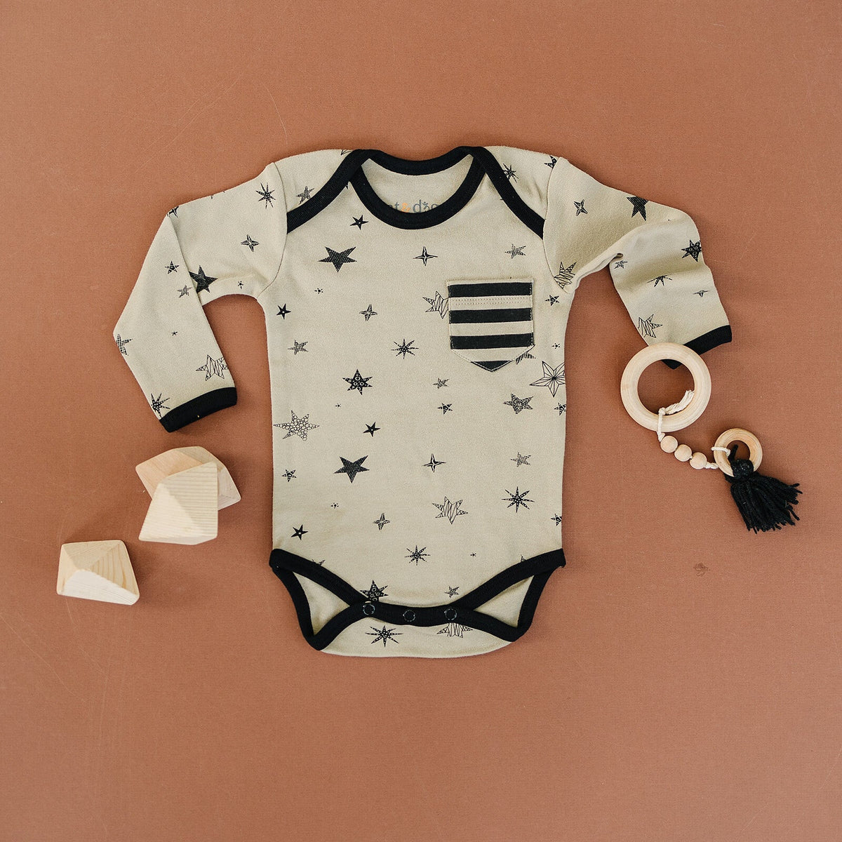Organic Cotton Long Sleeve Bodysuit - Cosmic Star - Baby Organic