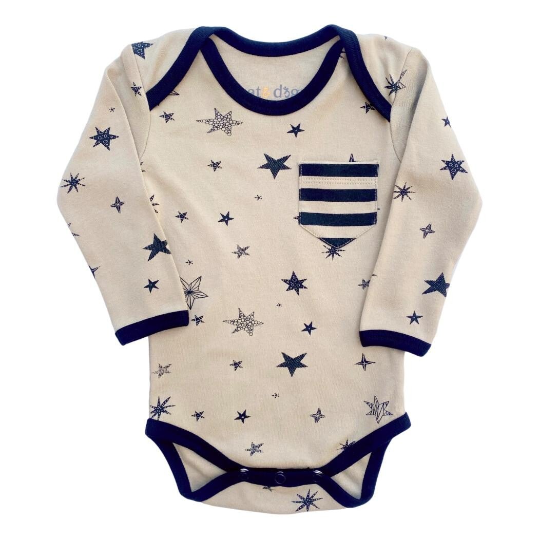 Organic Cotton Long Sleeve Bodysuit - Cosmic Star - Baby Organic