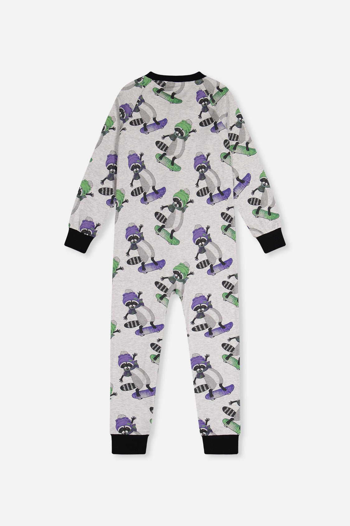 Organic Cotton One Piece Pajama Beige Raccoon Print - Baby Organic