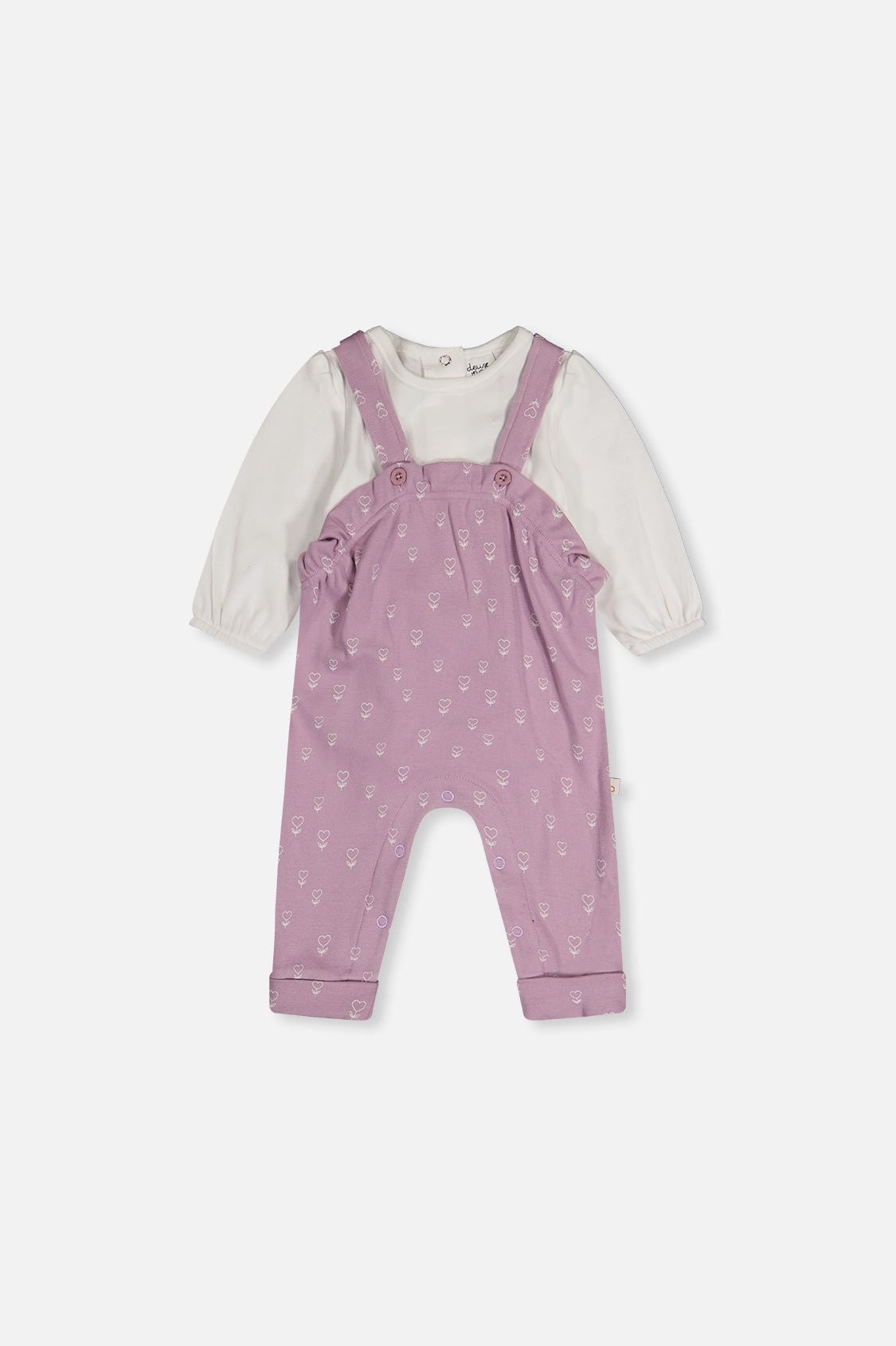 Organic Cotton Onesie And Overall Set Purple Floral Print - Baby Organic