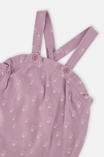 Organic Cotton Onesie And Overall Set Purple Floral Print - Baby Organic