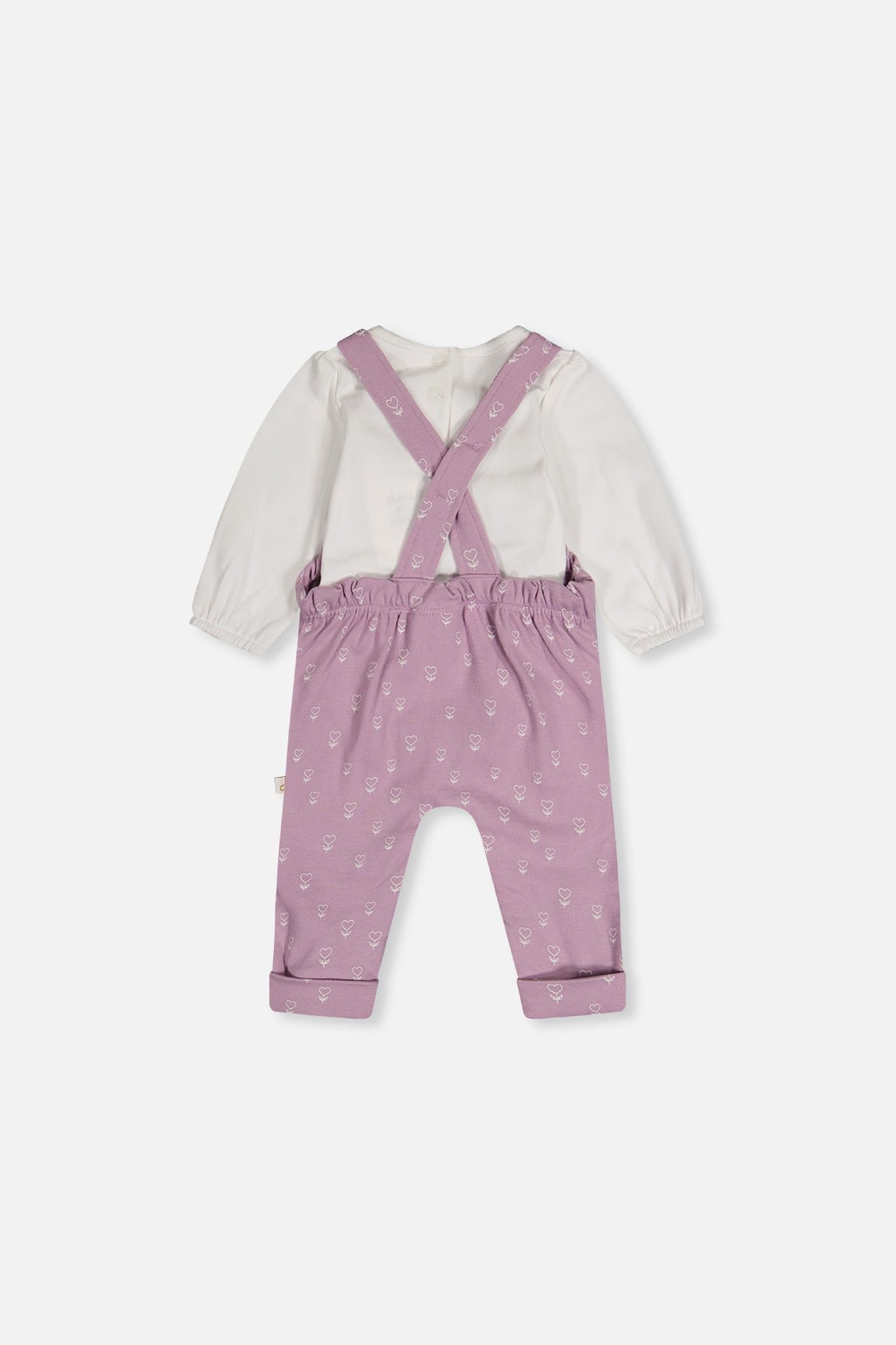 Organic Cotton Onesie And Overall Set Purple Floral Print - Baby Organic