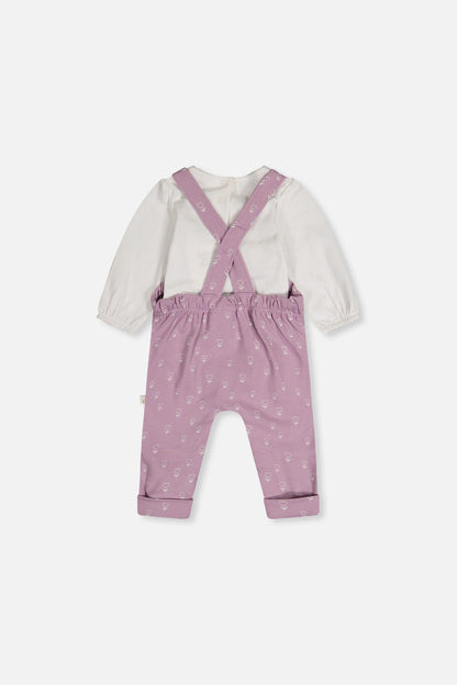 Organic Cotton Onesie And Overall Set Purple Floral Print - Baby Organic