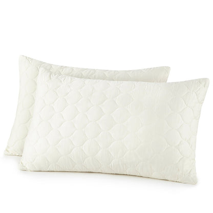 Cotton Pillow Protectors organic quilted 300TC cotton bedding covers ivory color