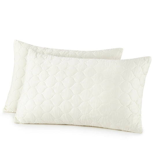 Cotton Pillow Protectors organic quilted 300TC cotton bedding covers ivory color