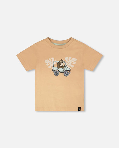 Organic Cotton Short Sleeve T-Shirt Beige - Baby Organic