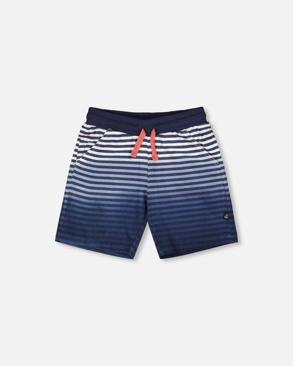 Organic Cotton Shorts Blue Gradient Stripes - Baby Organic