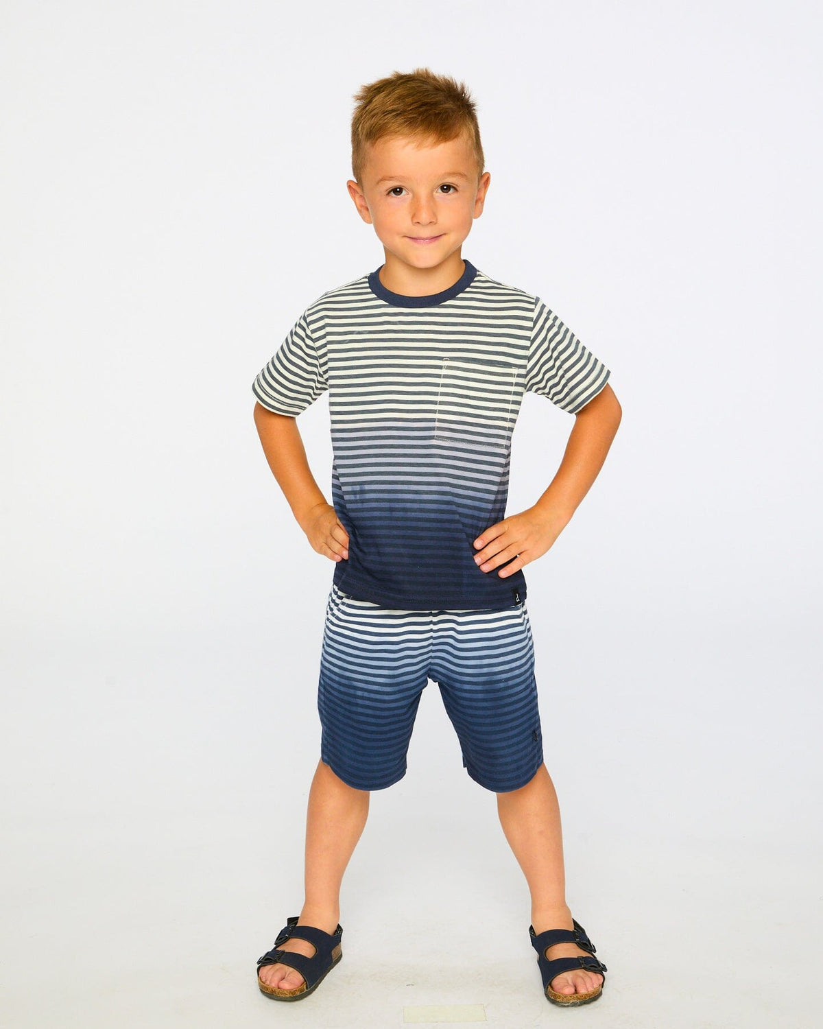 Organic Cotton Shorts Blue Gradient Stripes - Baby Organic