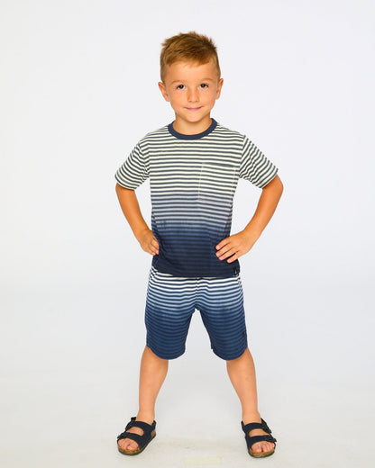 Organic Cotton Shorts Blue Gradient Stripes - Baby Organic