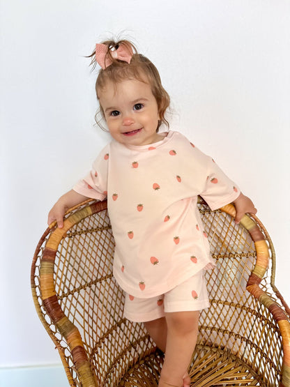 Organic Cotton Strawberry Print Shorts Set - Baby Organic