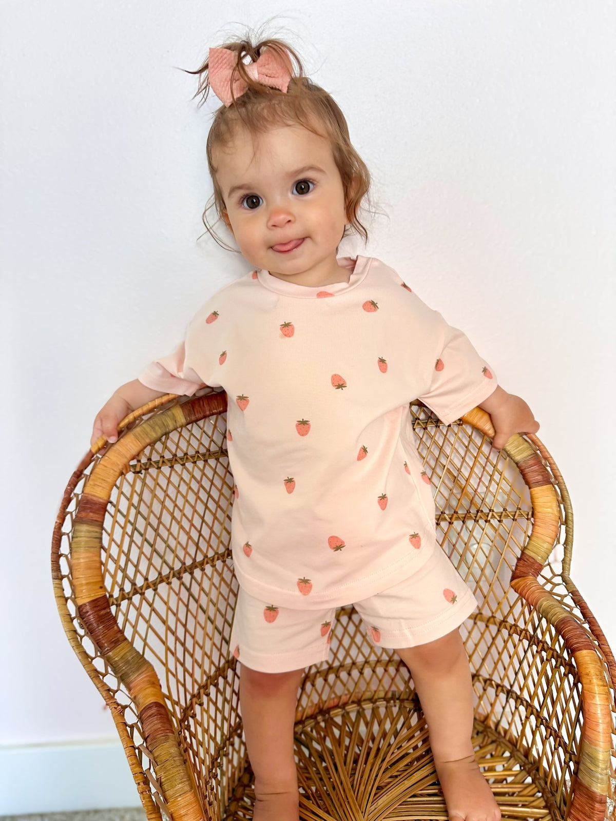 Organic Cotton Strawberry Print Shorts Set - Baby Organic