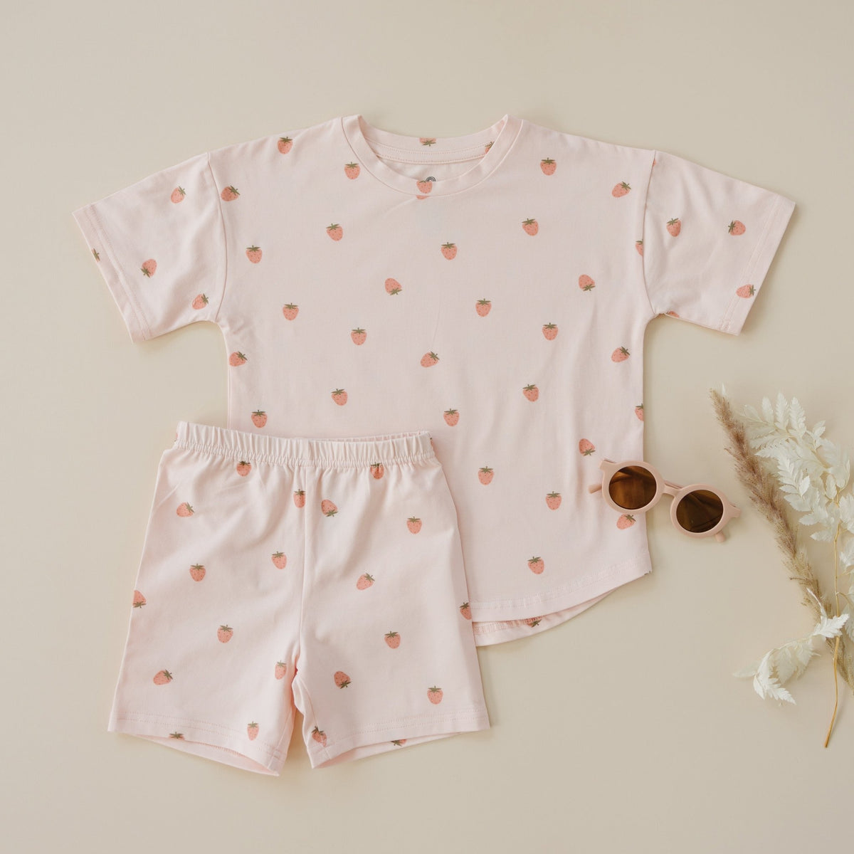 Organic Cotton Strawberry Print Shorts Set - Baby Organic