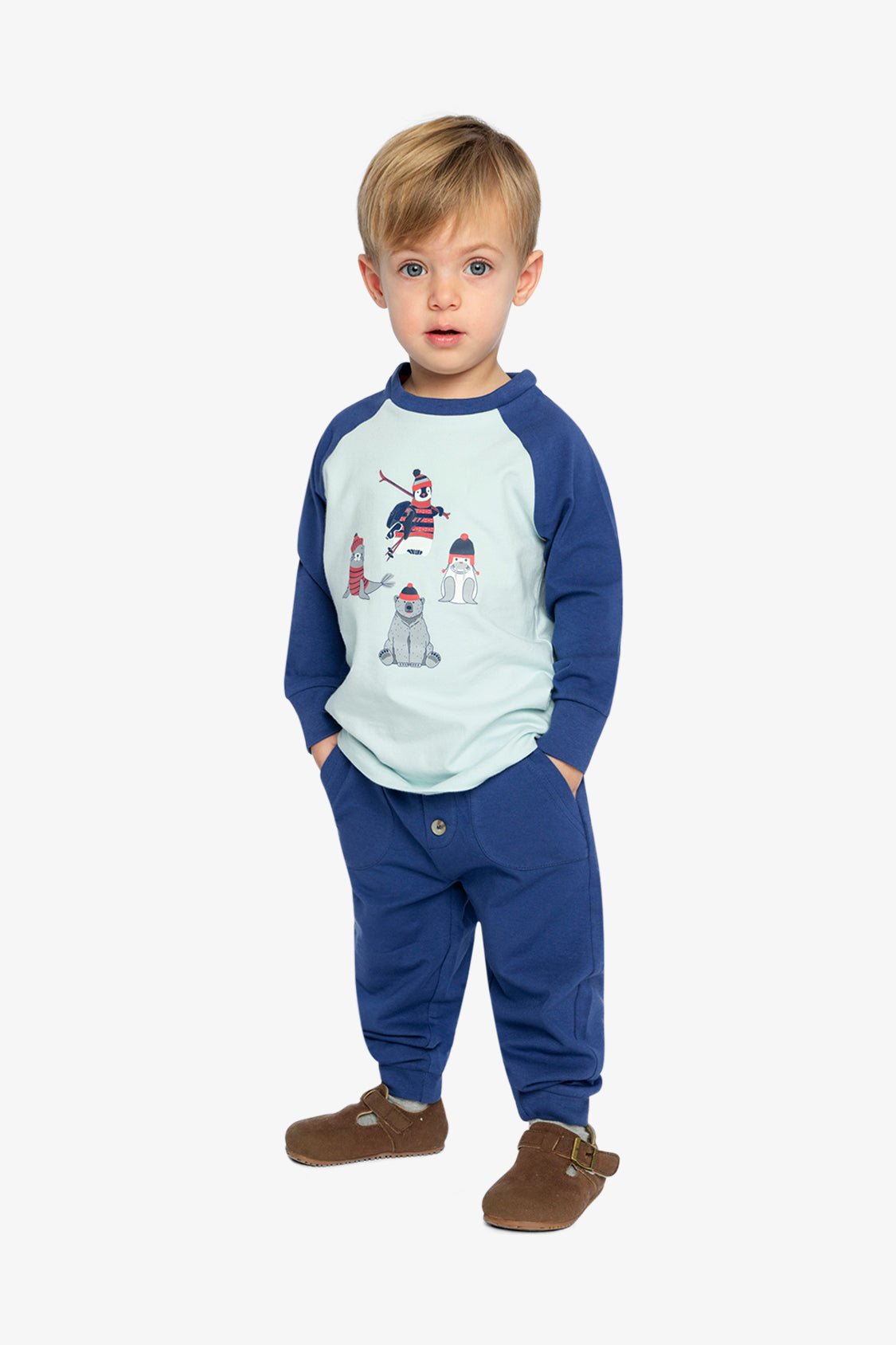 Organic Cotton T-Shirt & Pant Set Very Pale Turquoise - Baby Organic