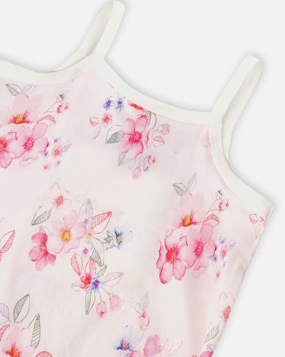 Organic Cotton Tank Underwear Pink Printed Flowers - Baby Organic