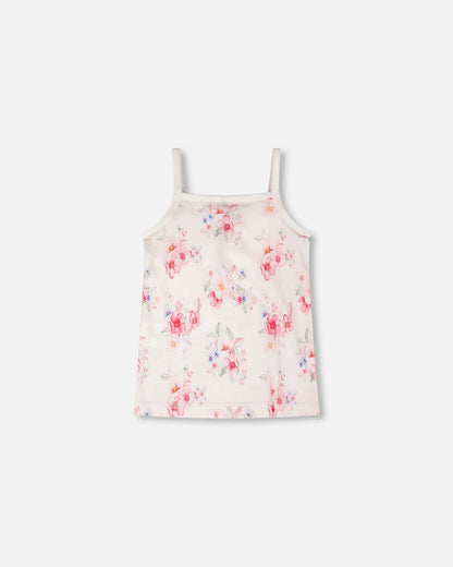 Organic Cotton Tank Underwear Pink Printed Flowers - Baby Organic