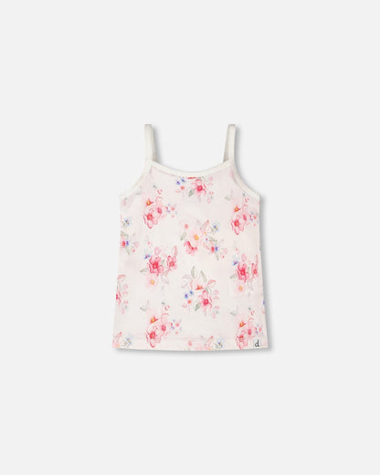 Organic Cotton Tank Underwear Pink Printed Flowers - Baby Organic