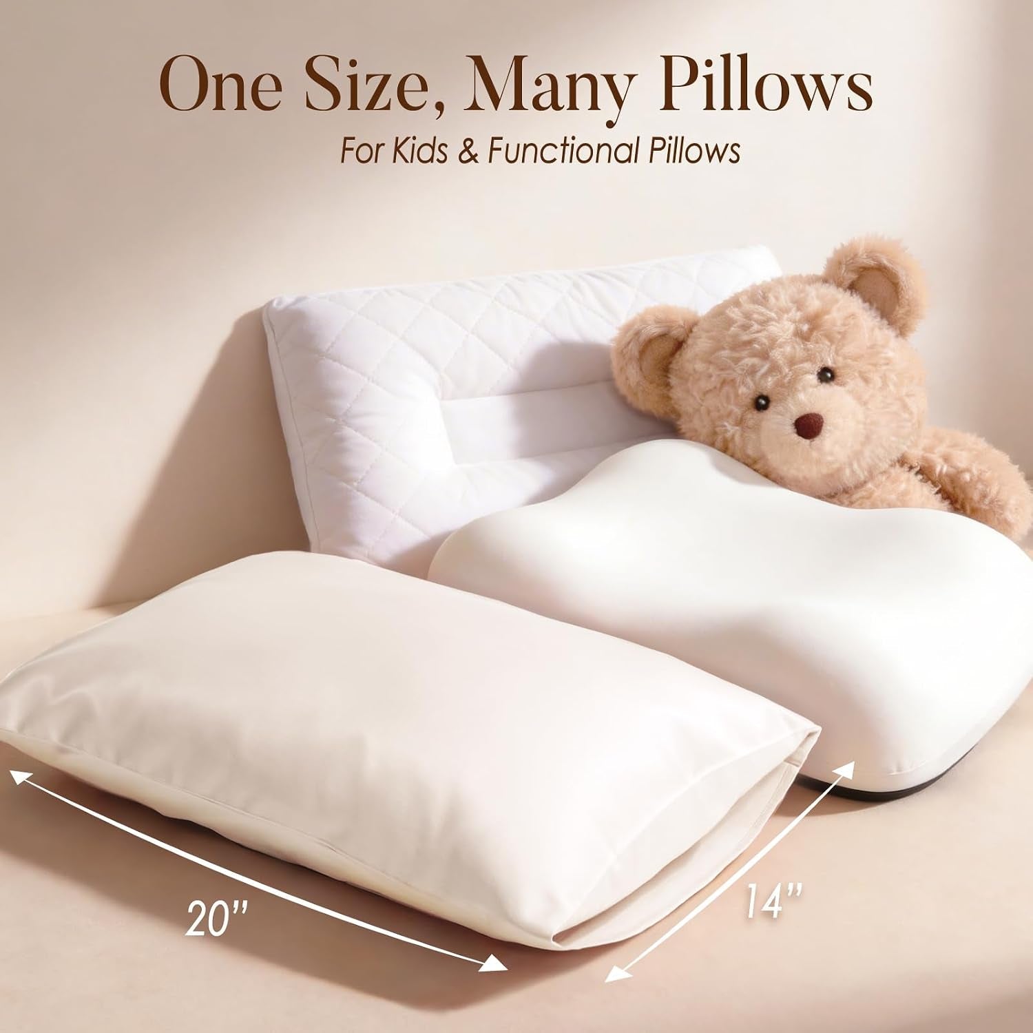 Organic Cotton Toddler Pillowcase 2 Pack, 14 X 20 Travel Pillow Case Cover for Babies, Kids, Boys and Girls, Soft and Breathable Small Pillow Cases with Envelope Closure, Ivory - Baby Organic