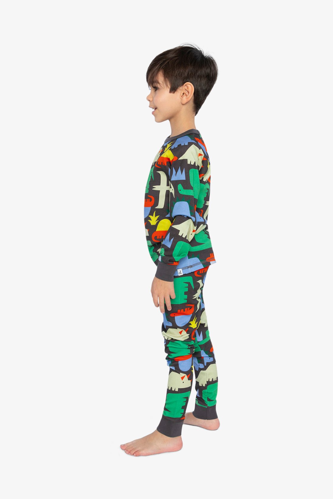 Organic Cotton Two Piece Pajama Set Black Dinosaur Print - Baby Organic