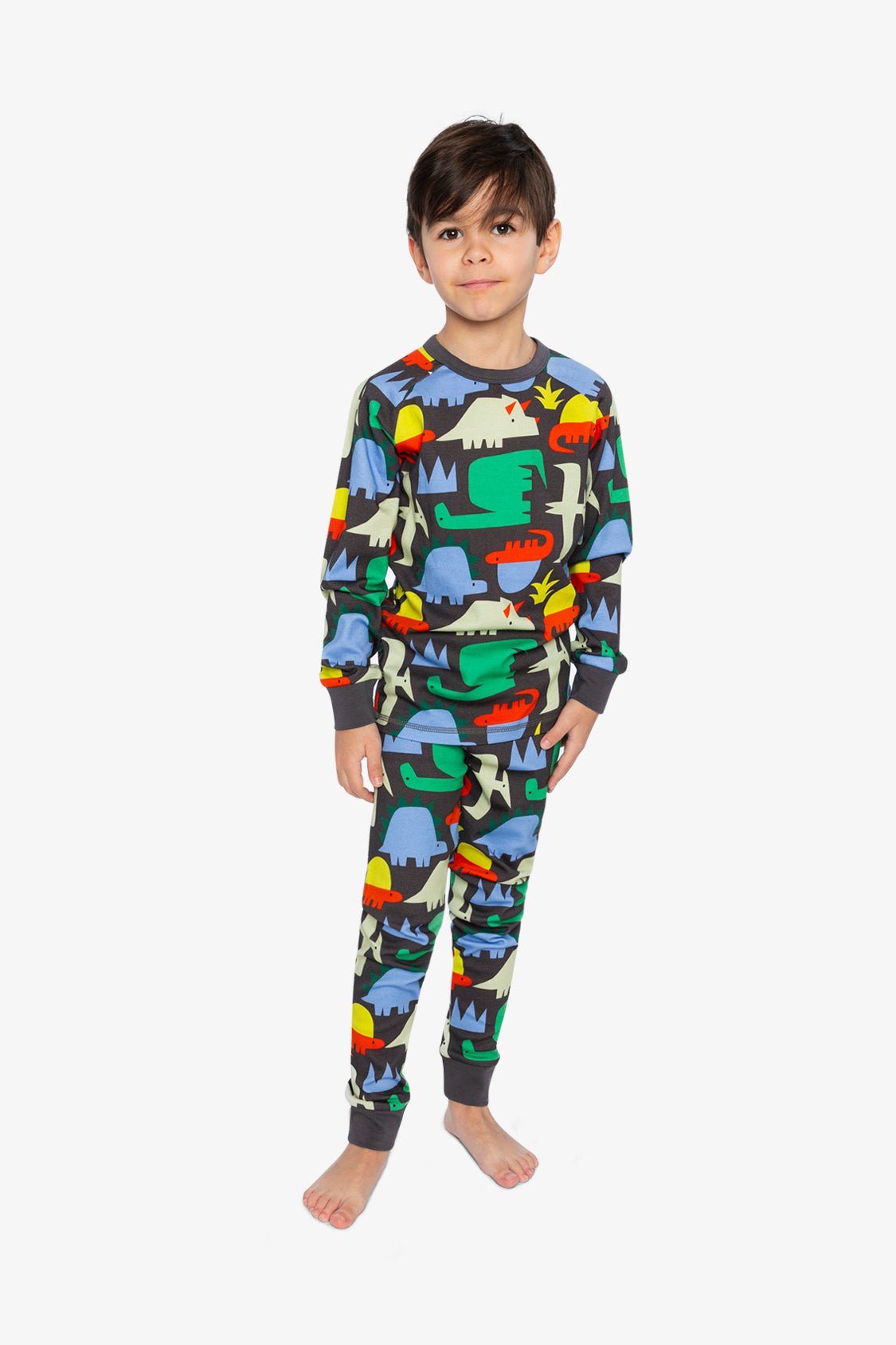 Organic Cotton Two Piece Pajama Set Black Dinosaur Print - Baby Organic