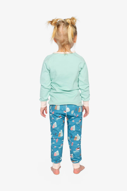 Organic Cotton Two Piece Pajama Set Blue House Print - Baby Organic