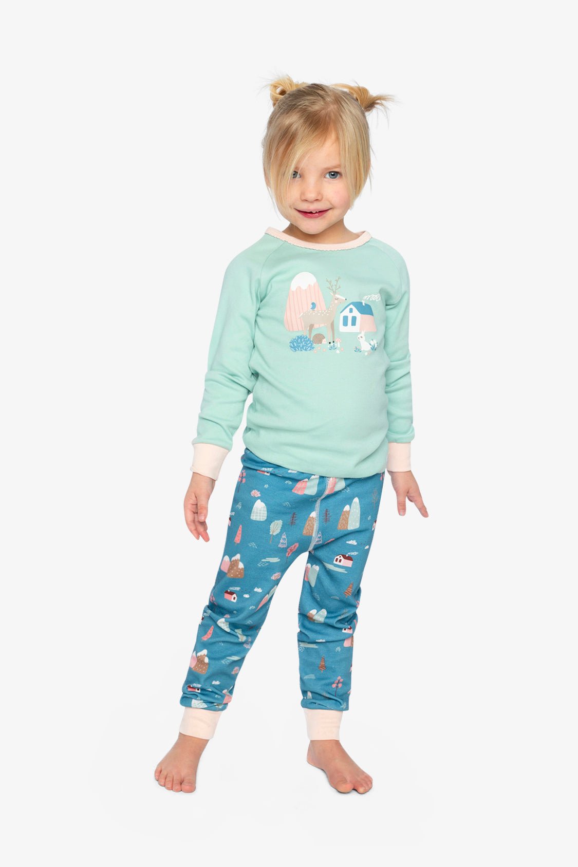 Organic Cotton Two Piece Pajama Set Blue House Print - Baby Organic