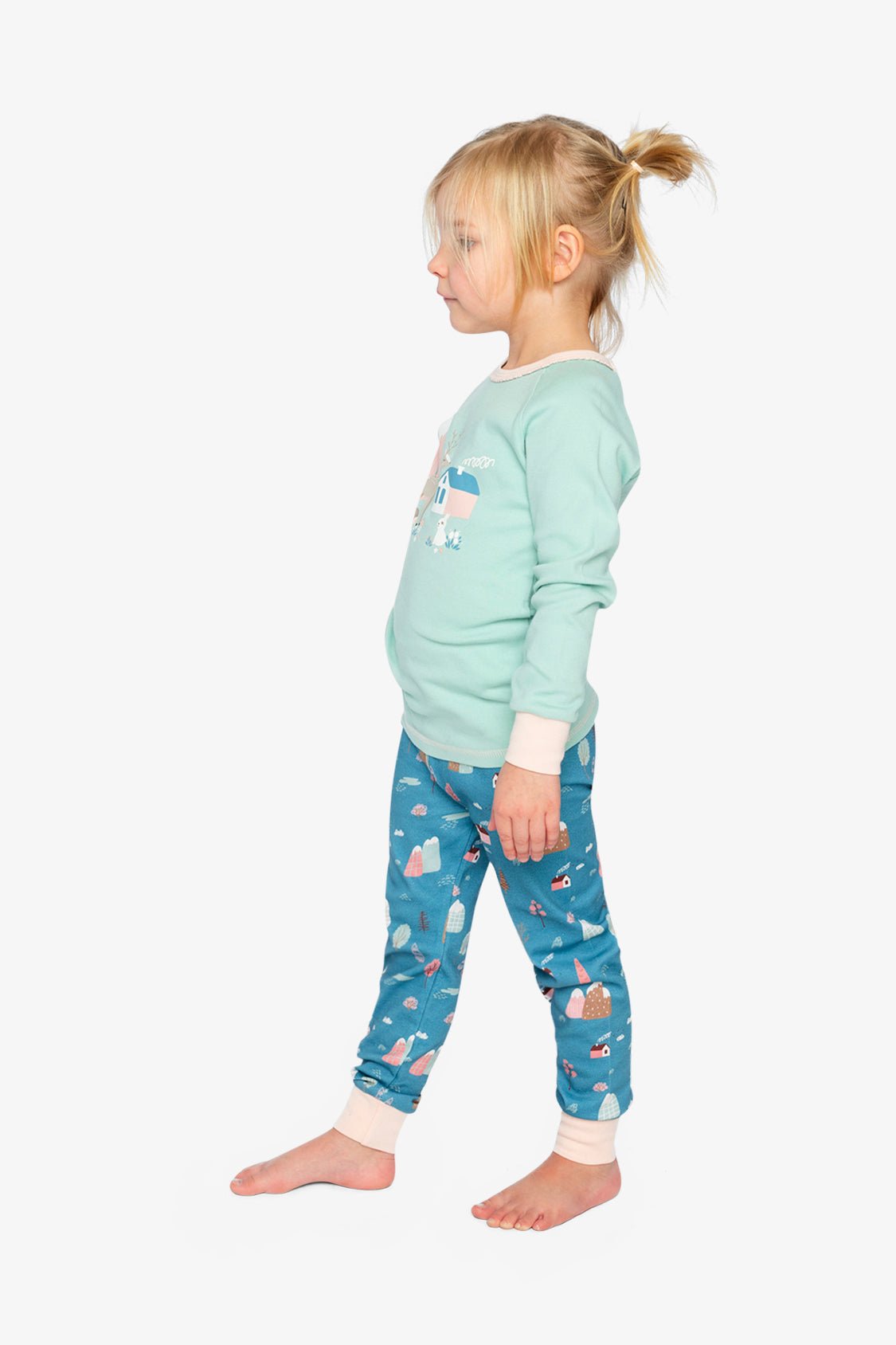 Organic Cotton Two Piece Pajama Set Blue House Print - Baby Organic