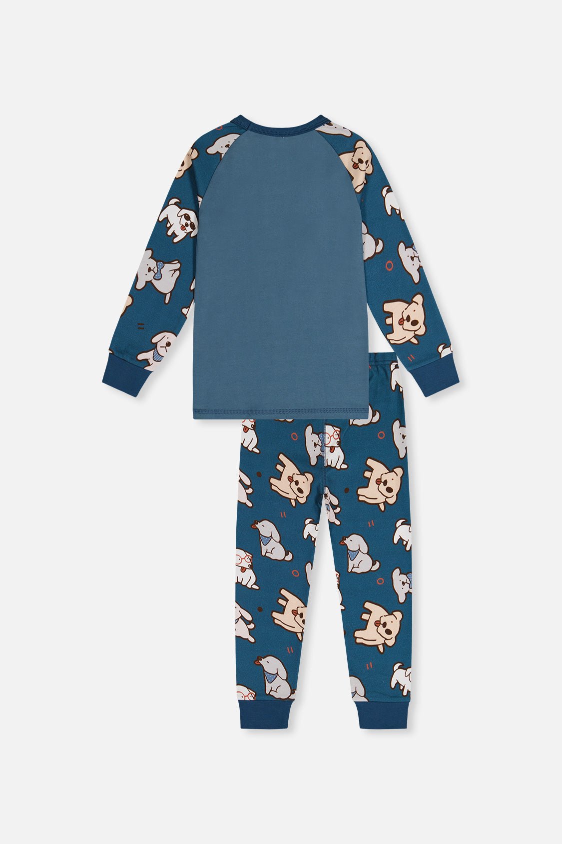 Organic Cotton Two Piece Pajama Set Turquoise Dog Print - Baby Organic