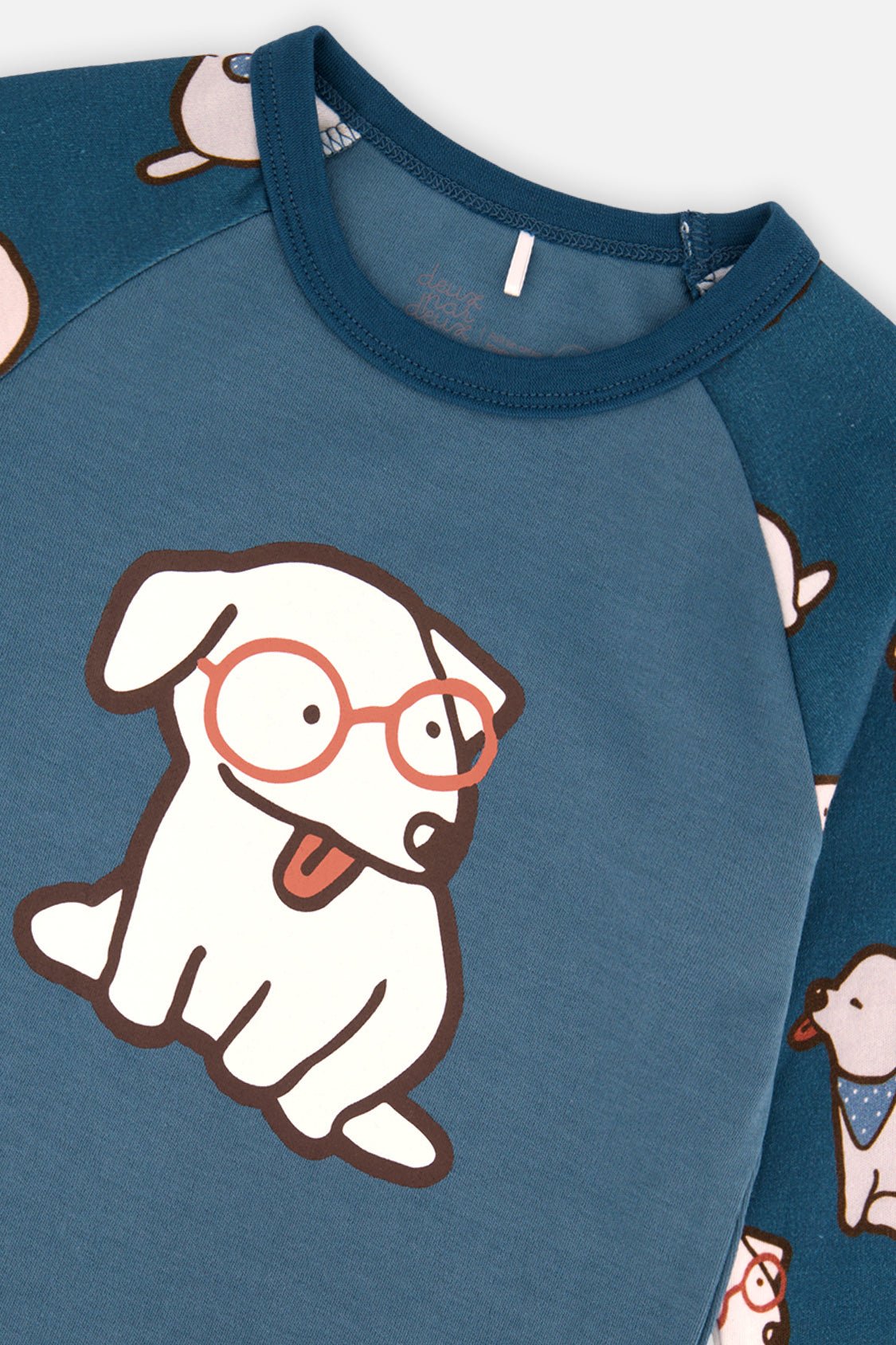 Organic Cotton Two Piece Pajama Set Turquoise Dog Print - Baby Organic
