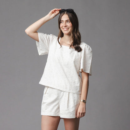 Organic Eyelet Button Tab Short - Baby Organic