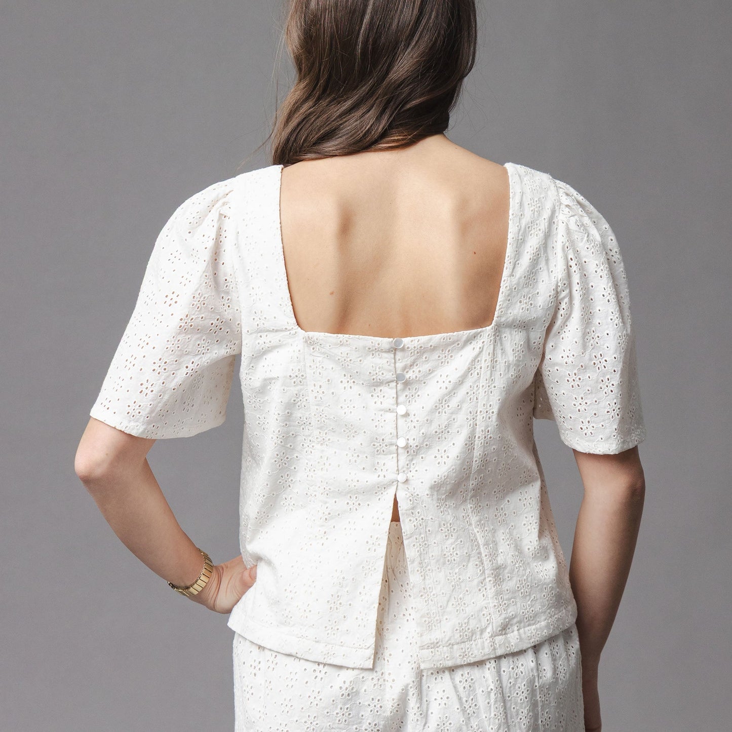 Organic Flounce Sleeve Eyelet Top - Baby Organic
