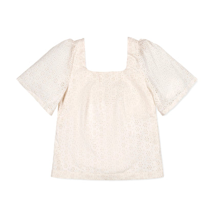 Organic Flounce Sleeve Eyelet Top - Baby Organic