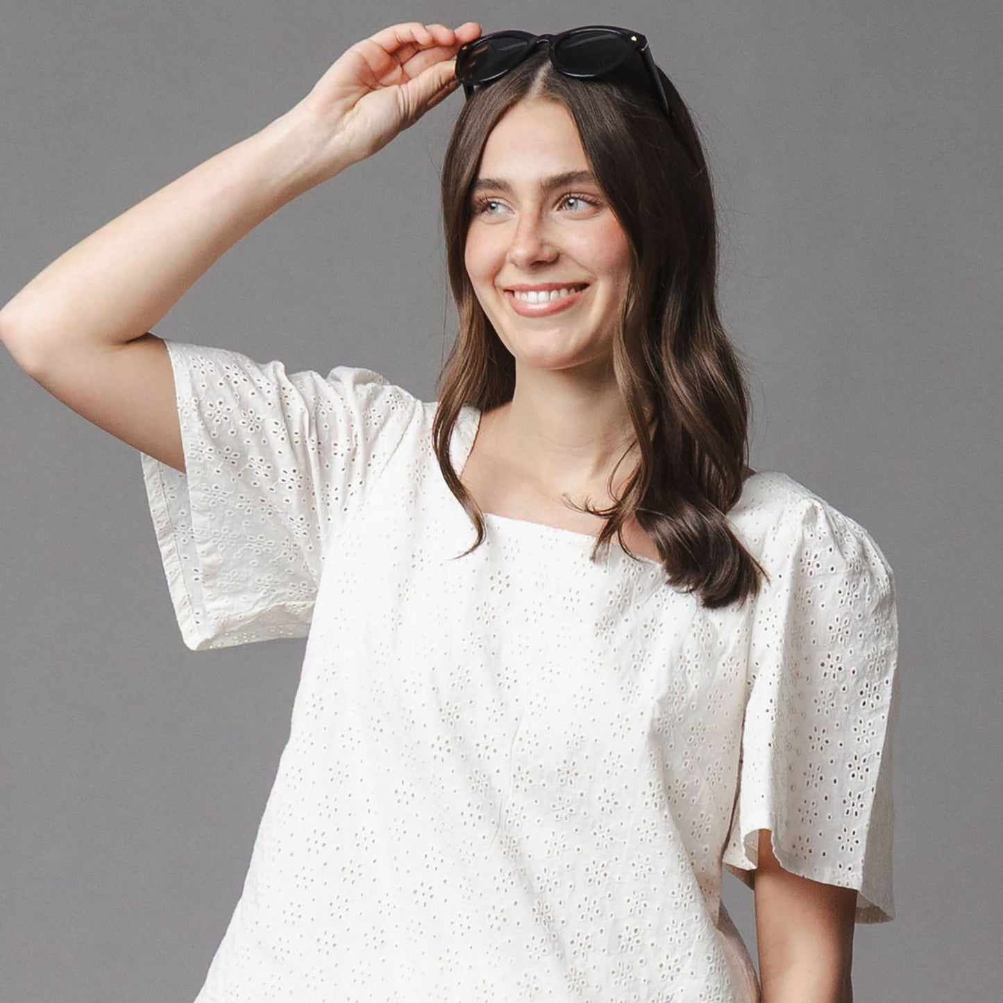 Organic Flounce Sleeve Eyelet Top - Baby Organic