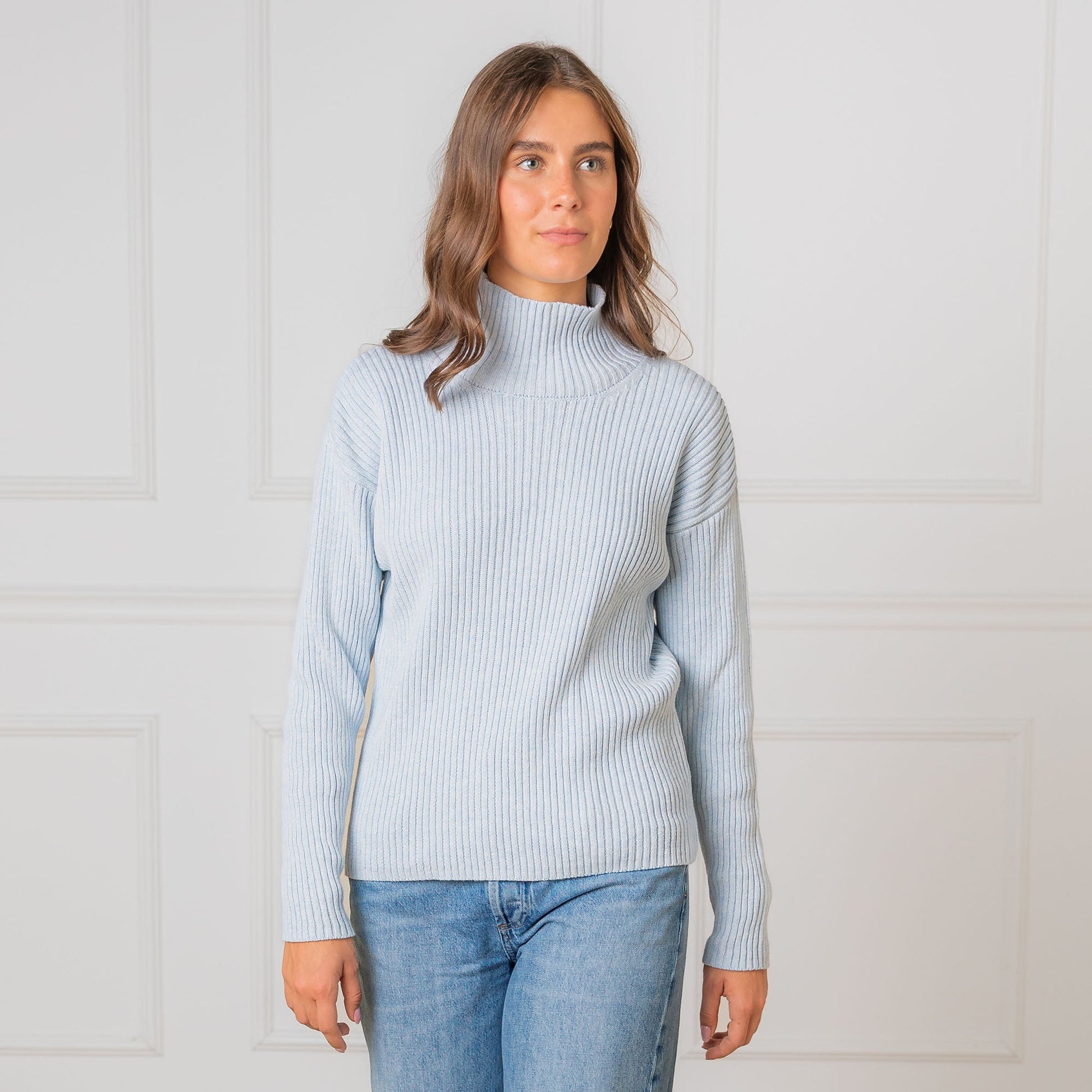 Organic Funnel Neck Sweater comfortable organic cotton layering piece