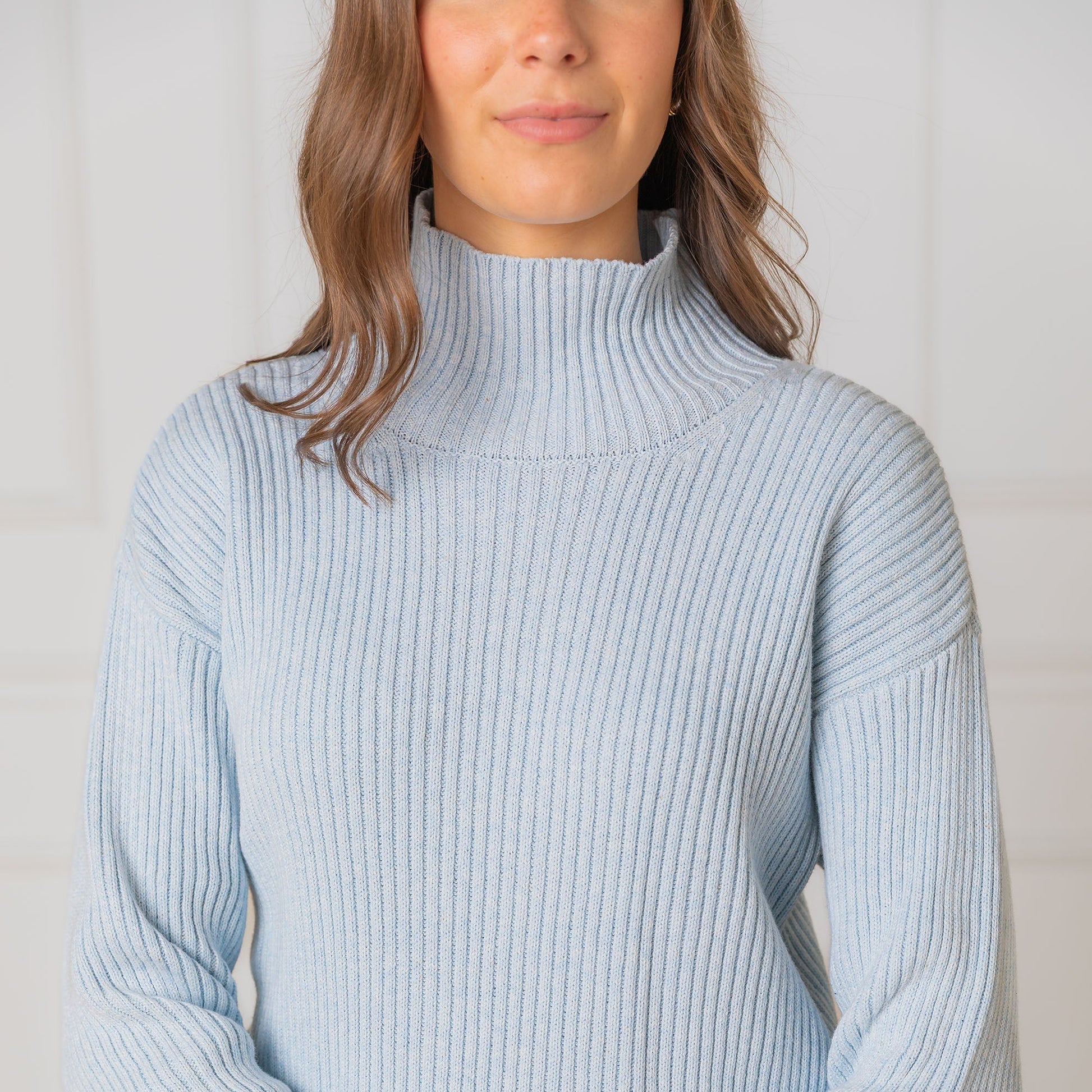 Organic Funnel Neck Sweater cozy breathable cotton sweater