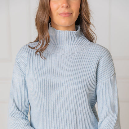 Organic Funnel Neck Sweater cozy breathable cotton sweater