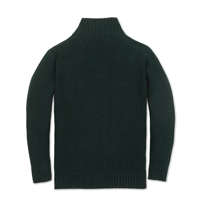 Organic Half Zip Cable Sweater warm textured organic sweater modern fit