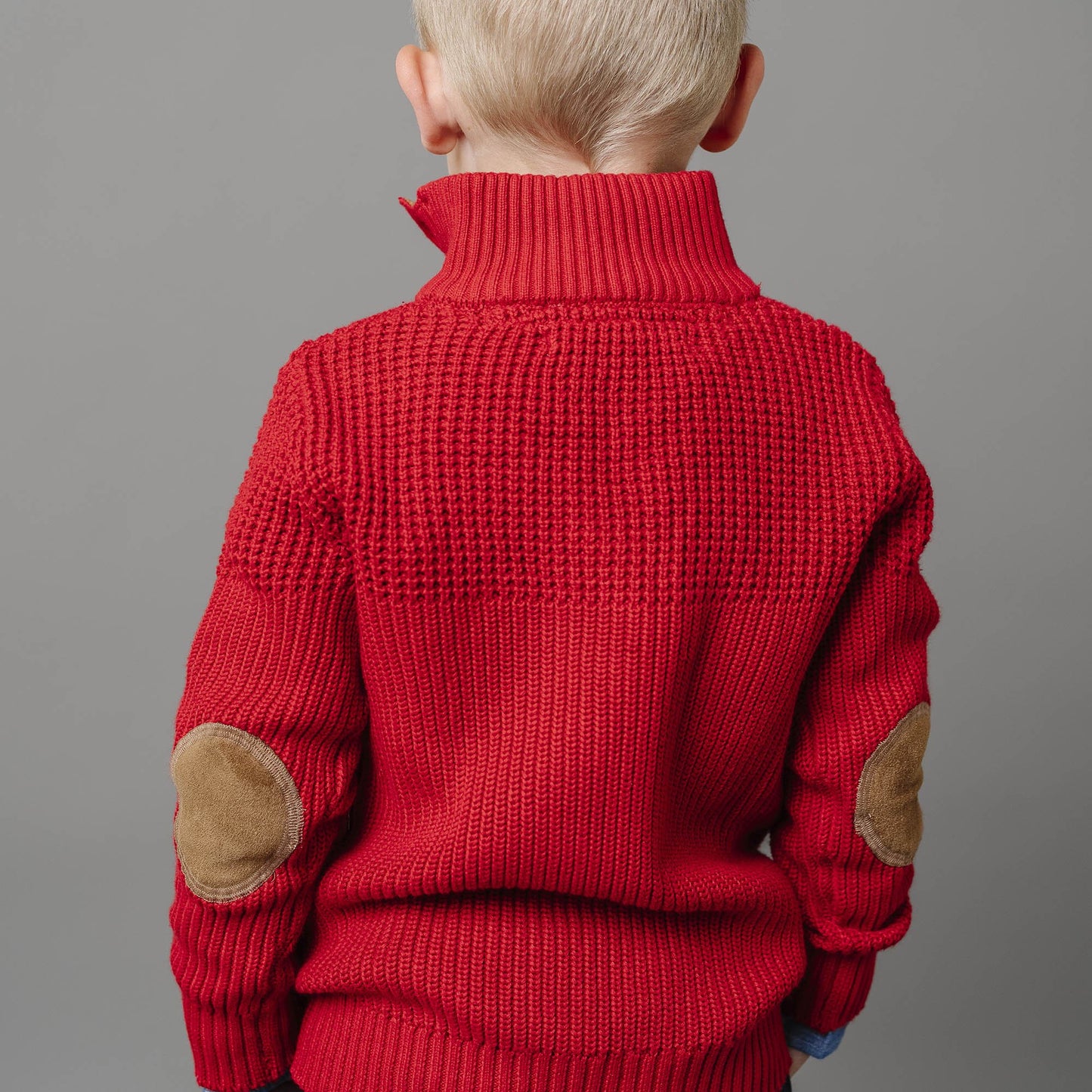 Organic Mix Stitch Mock Neck Sweater with Elbow Patches - Baby - Baby Organic