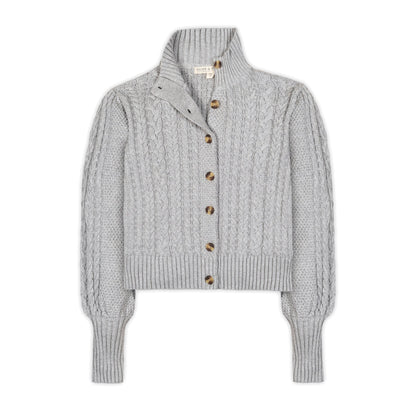 Organic Mock Neck Cable Cardigan textured knit cardigan everyday wear