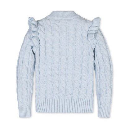 Organic Mock Neck Ruffle Sweater stylish kids knitwear neutral tone outfit