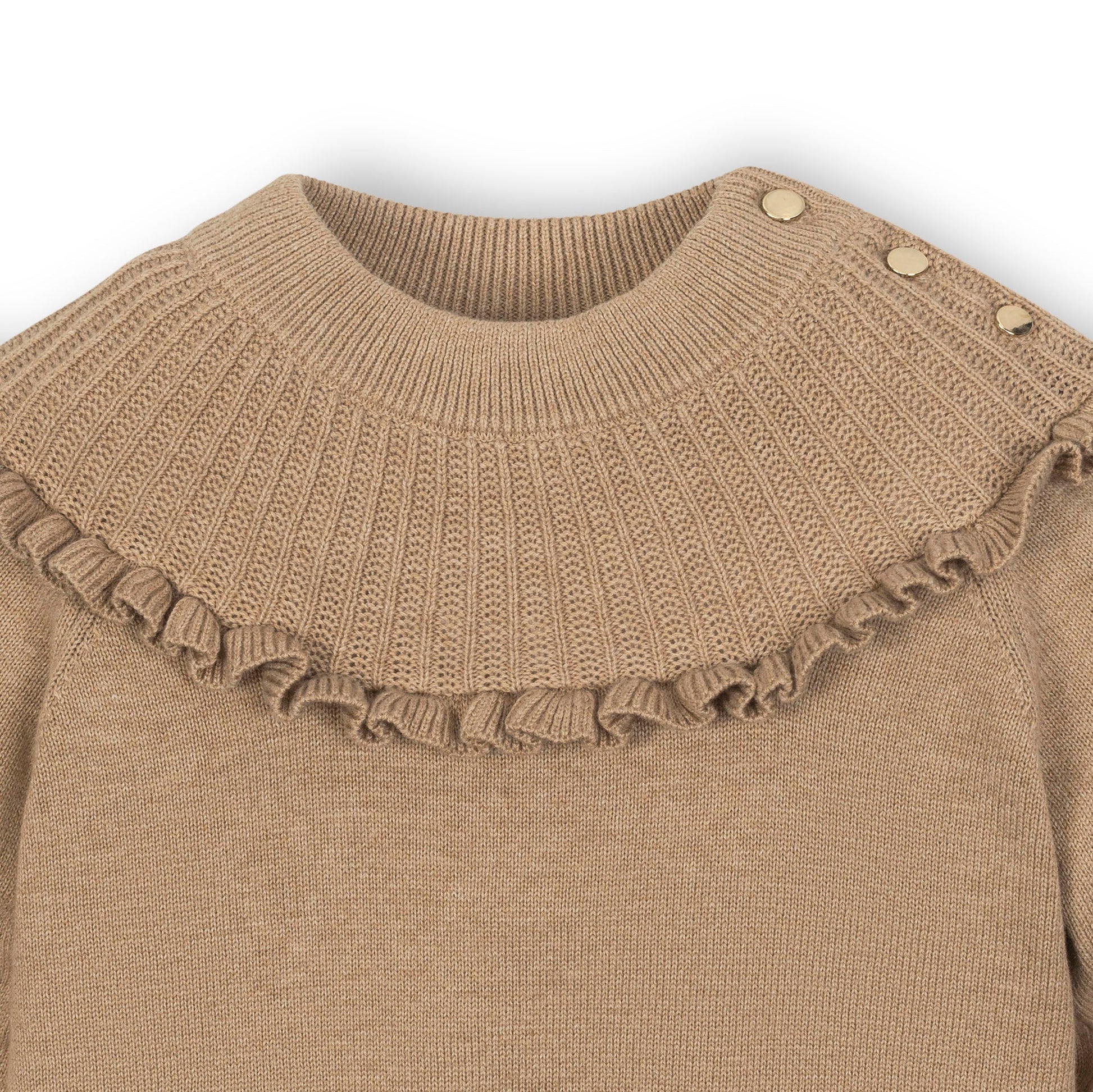 Organic Mock Neck Ruffle Sweater elegant organic cotton everyday knitwear