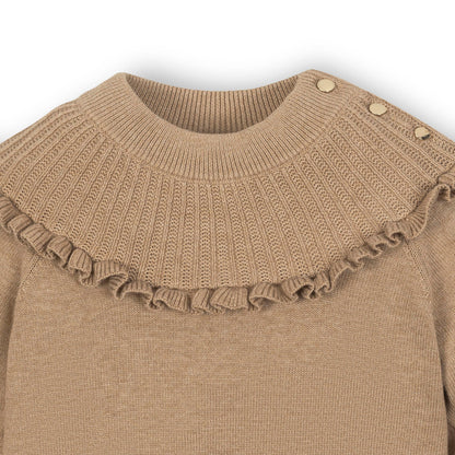 Organic Mock Neck Ruffle Sweater elegant organic cotton everyday knitwear