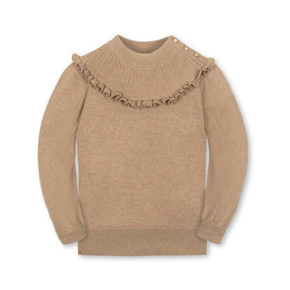 Organic Mock Neck Ruffle Sweater soft organic cotton knit sweater feminine style