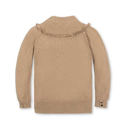 Organic Mock Neck Ruffle Sweater comfortable soft cotton fashion knit top