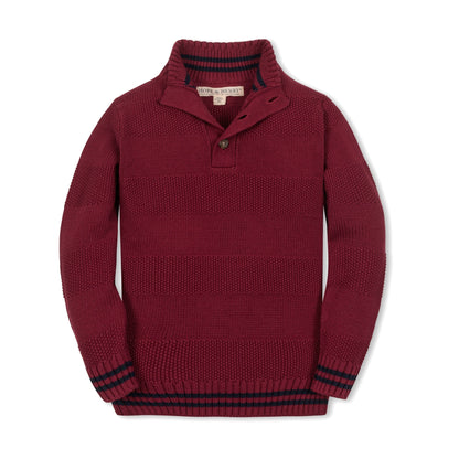 Organic Mock Neck Stripe Sweater cozy mock neck pullover striped pattern