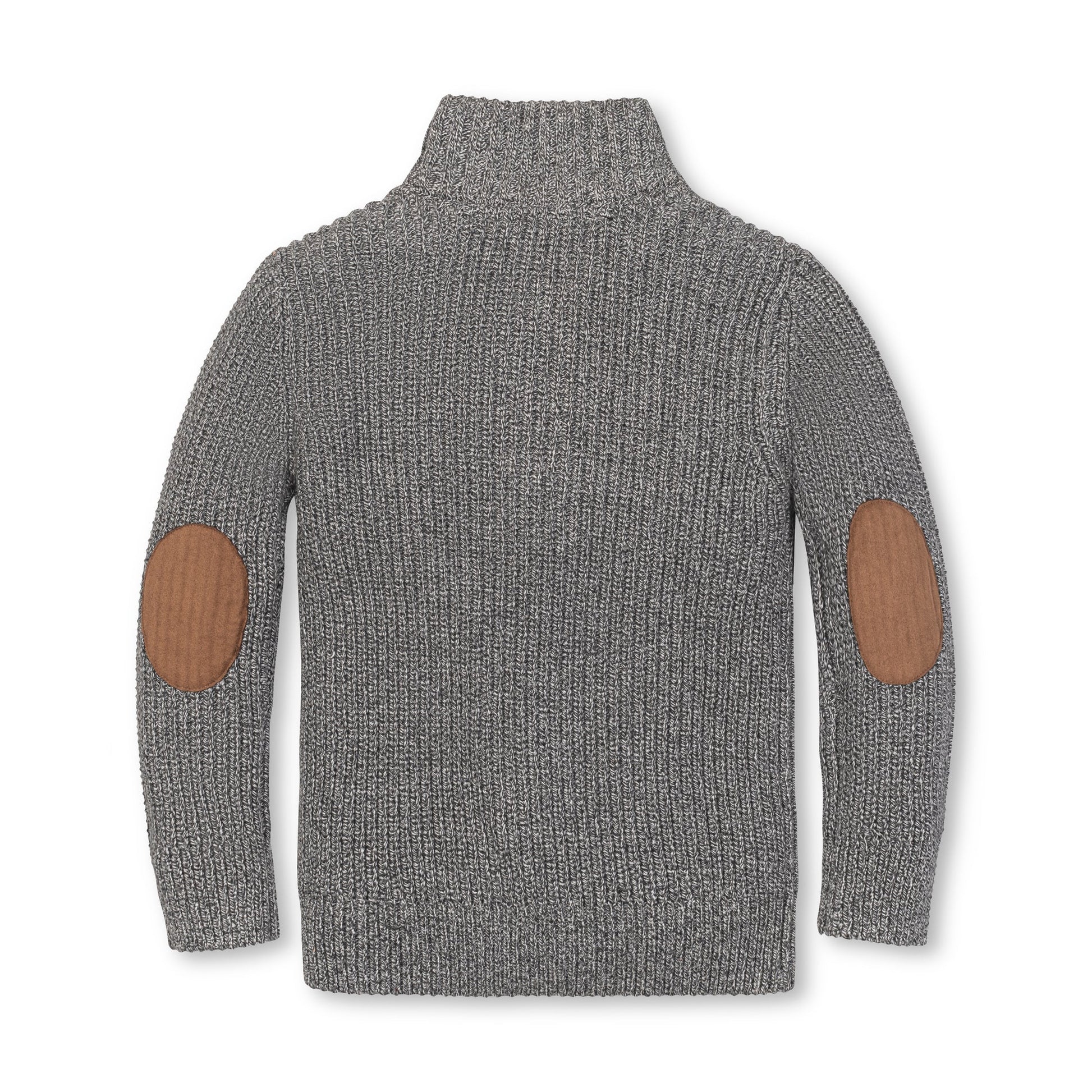 Baby wearing an Organic Mock Neck Sweater in cool weather
