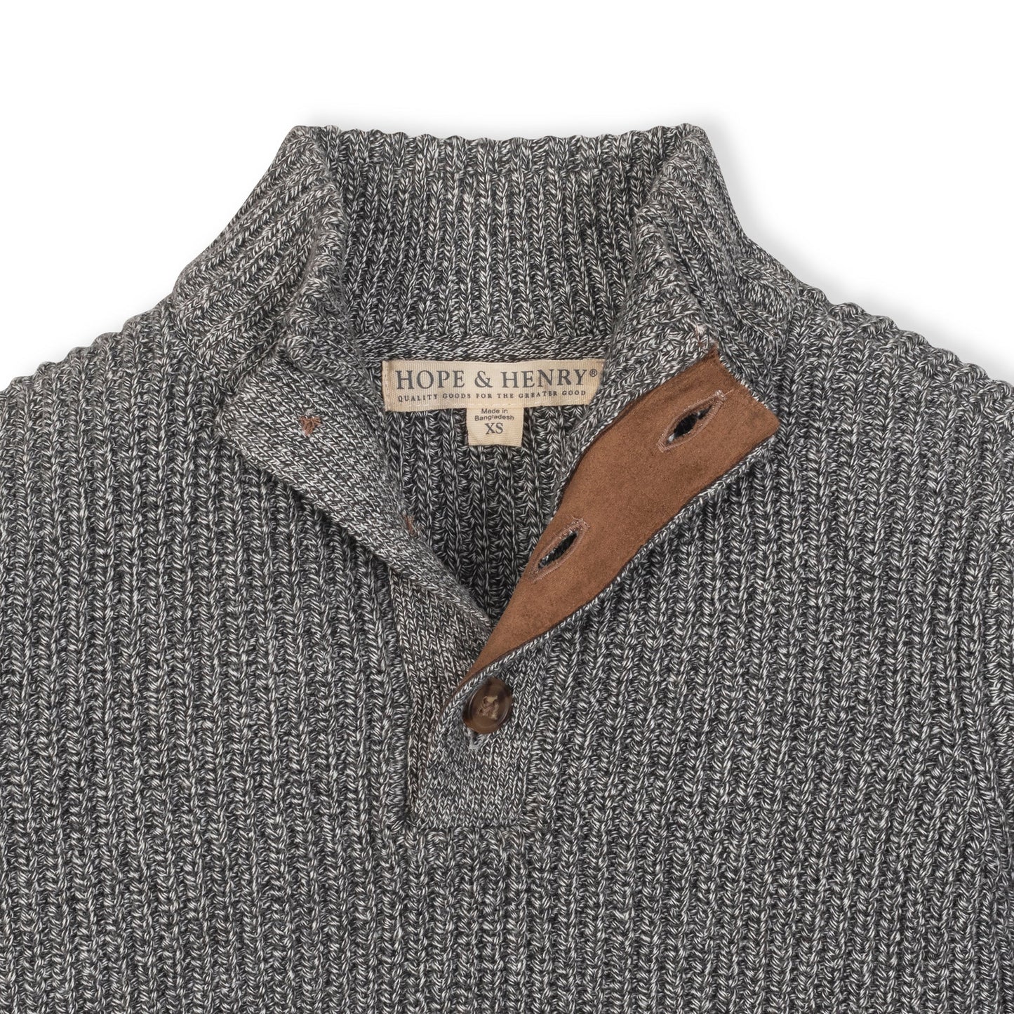 Baby wearing an Organic Mock Neck Sweater in cool weather
