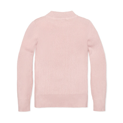 Baby wearing an Organic Mock Neck Sweater for cool weather