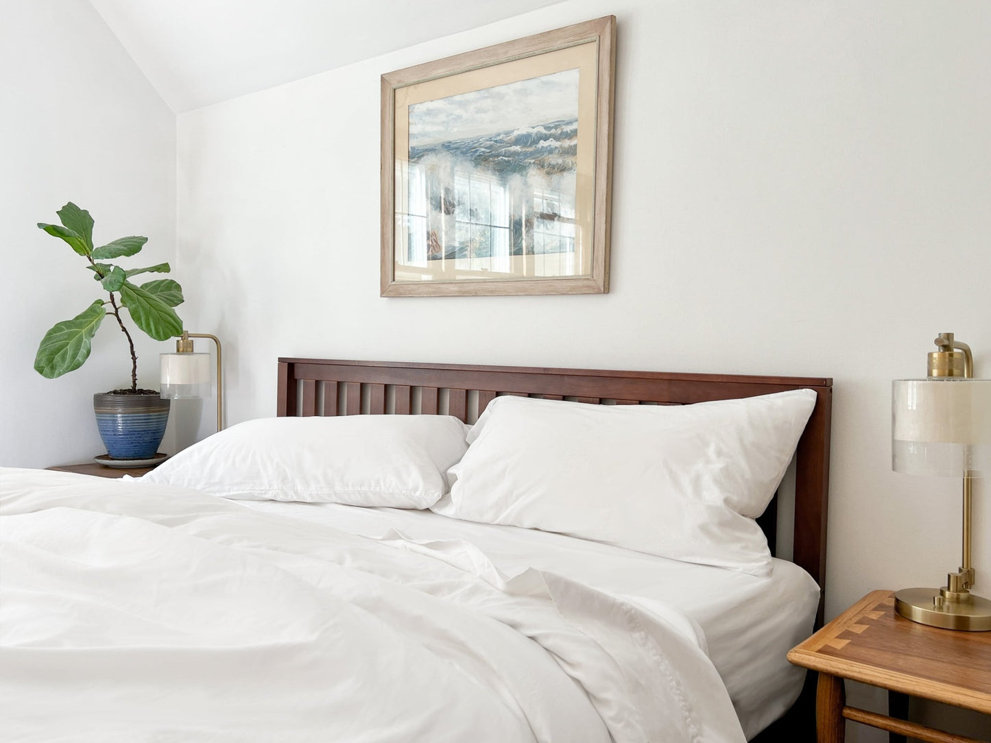 Organic Bed Sheets Set with soft crisp percale weave for breathable comfort