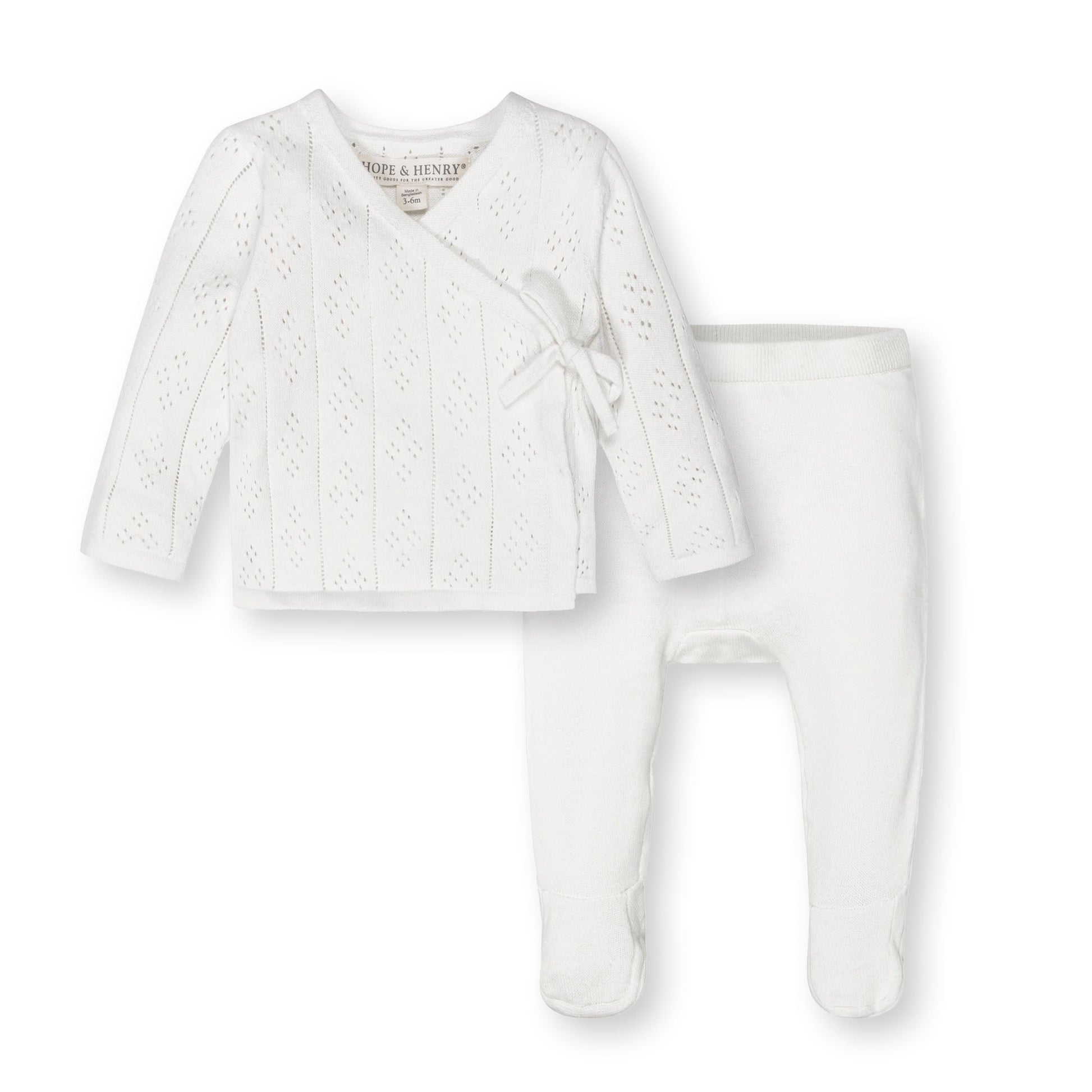 Organic Pointelle Sweater and Legging Set soft baby knit outfit organic cotton